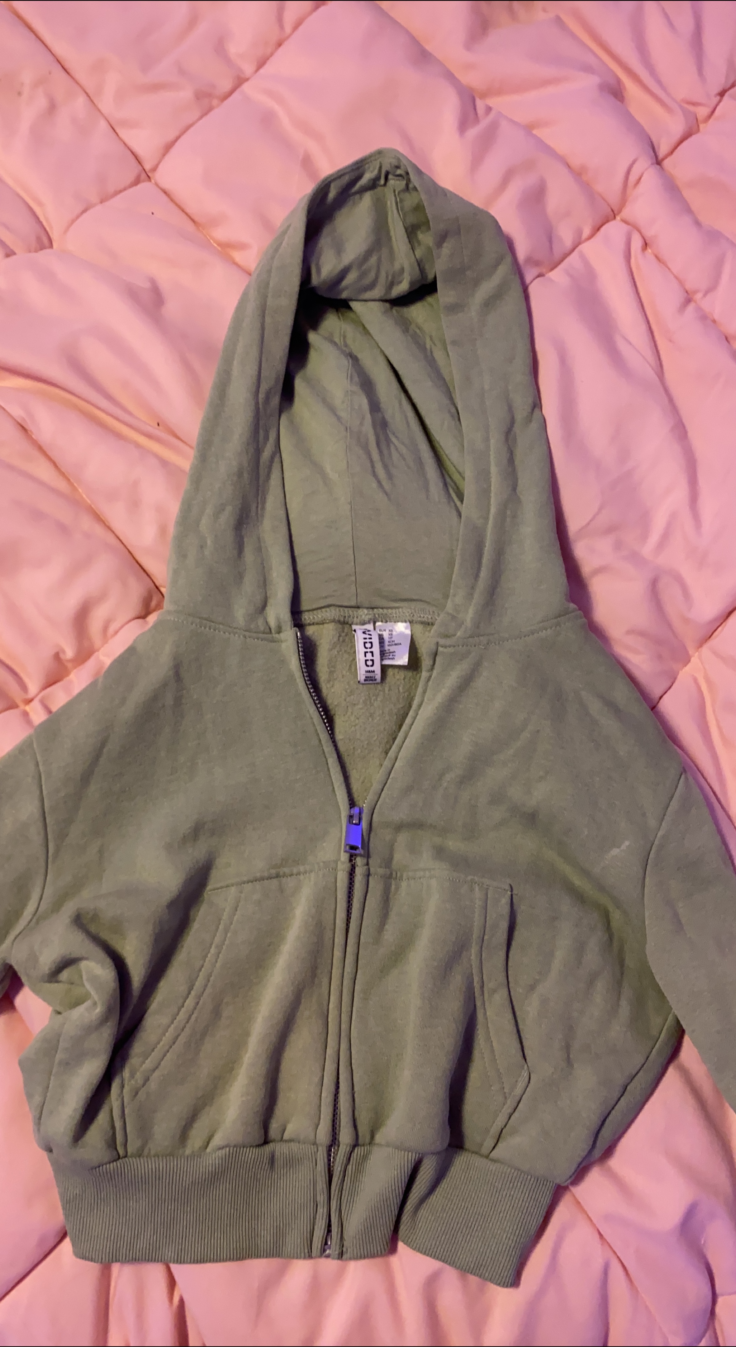 H&M Divided XS Green Zip-Up Hoodie thumbnail