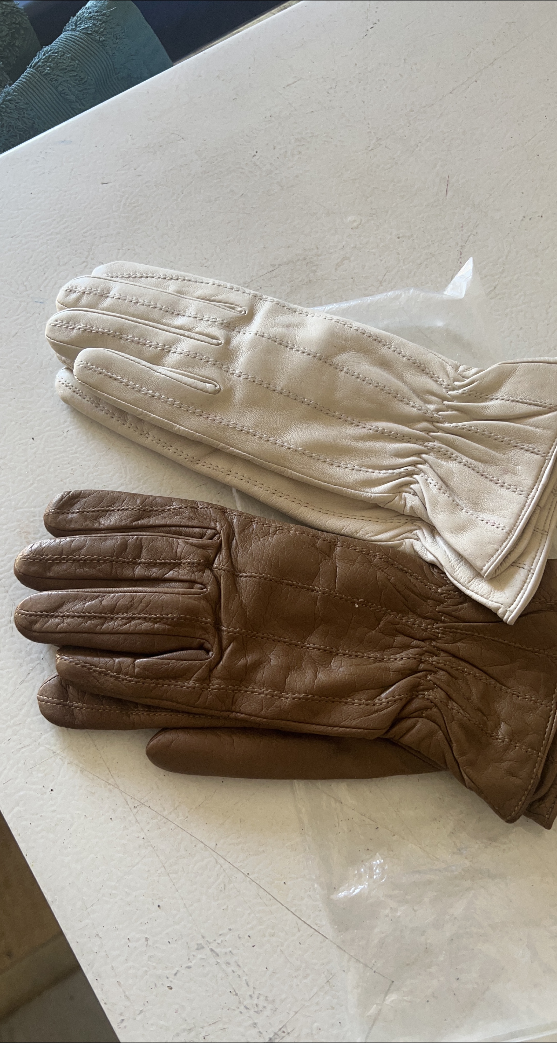 Leather Gloves - Brown and Beige thumbnail