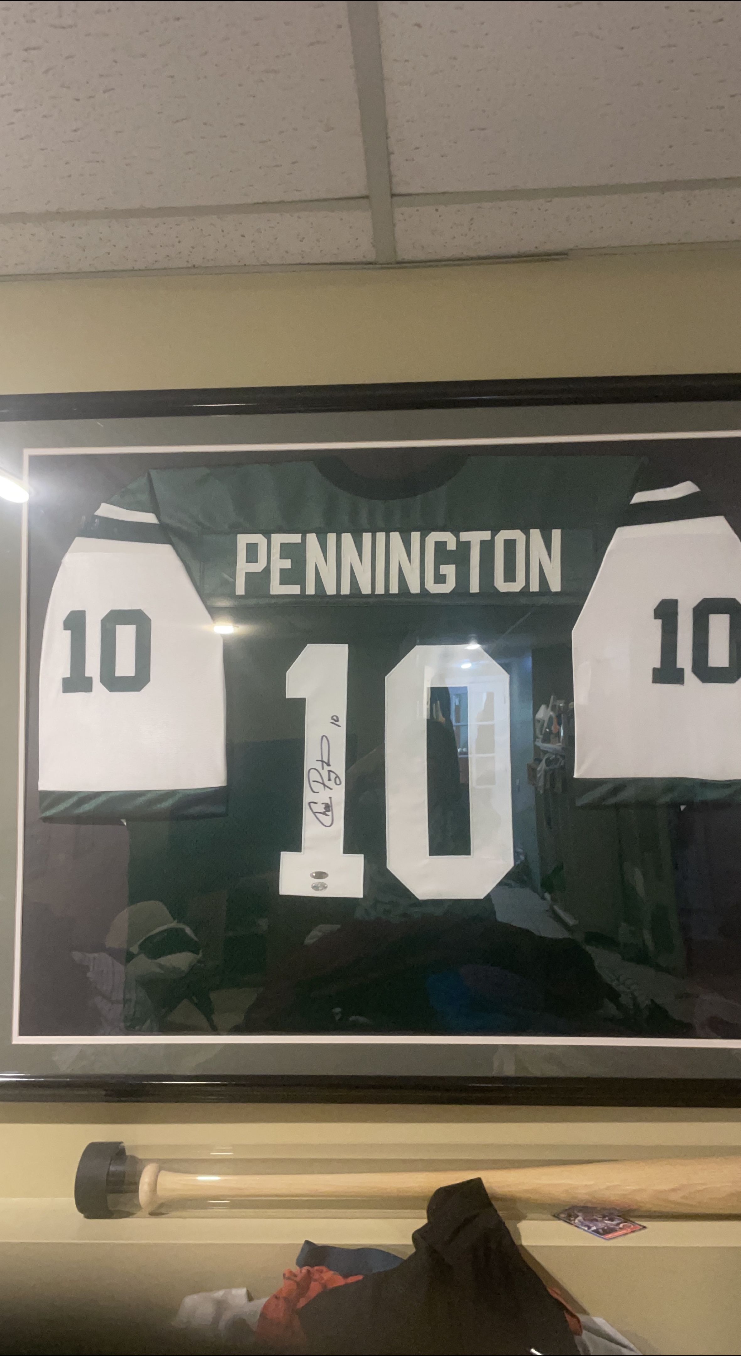 Framed Chad Pennington Signed Jets Jersey #10