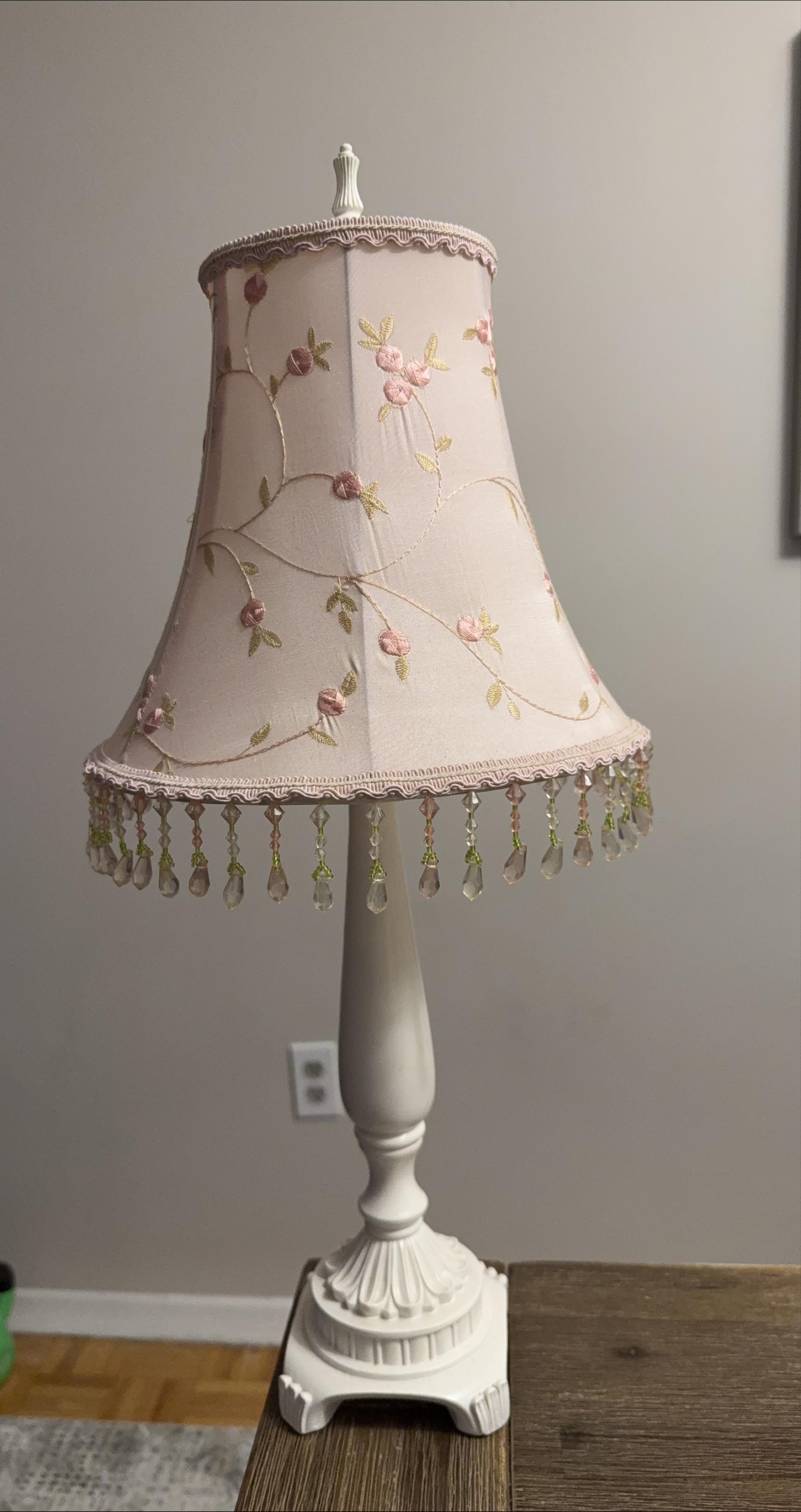 Floral Table Lamp with Beaded Trim thumbnail