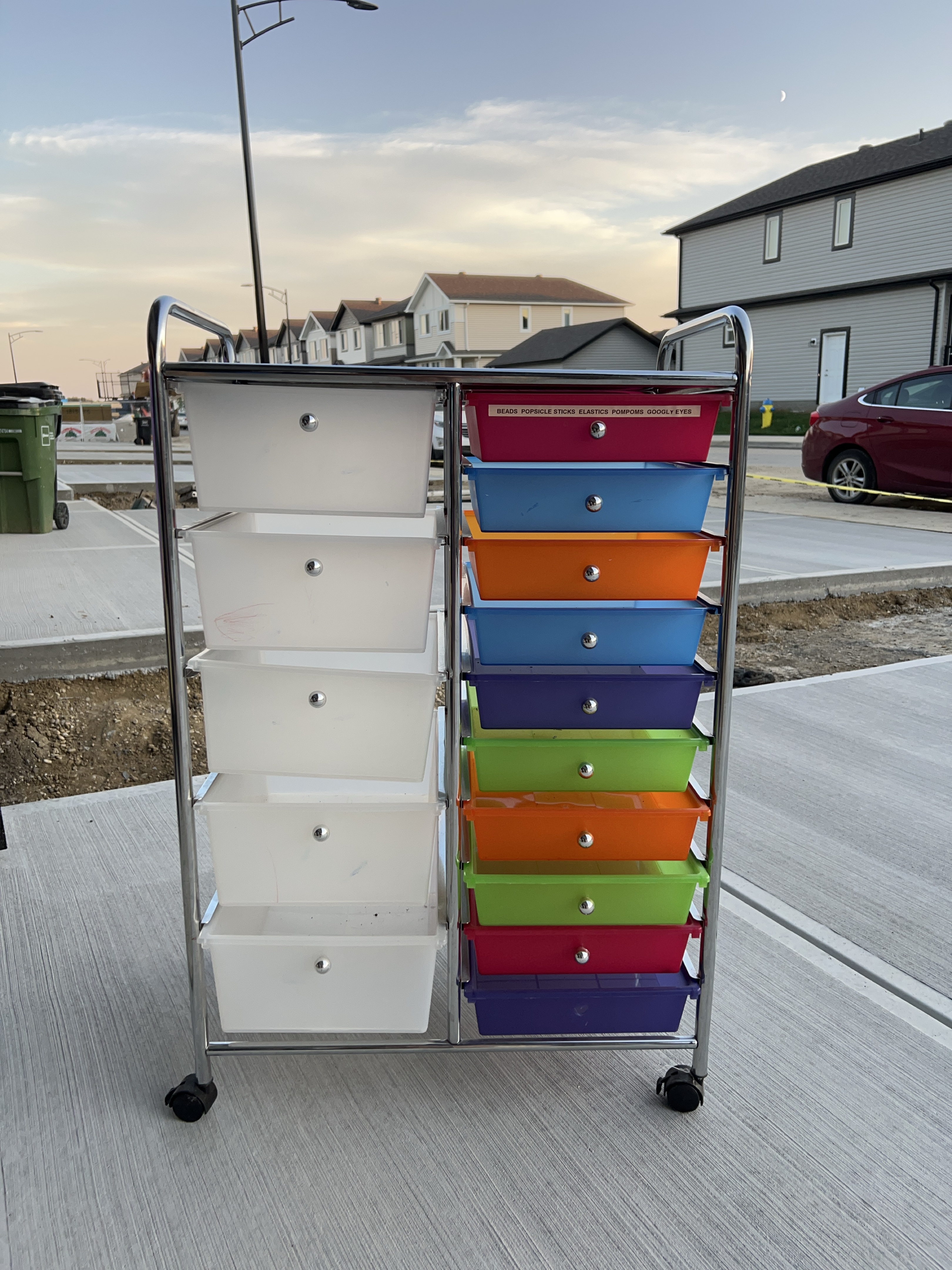 Rolling Storage Cart with Colorful Drawers