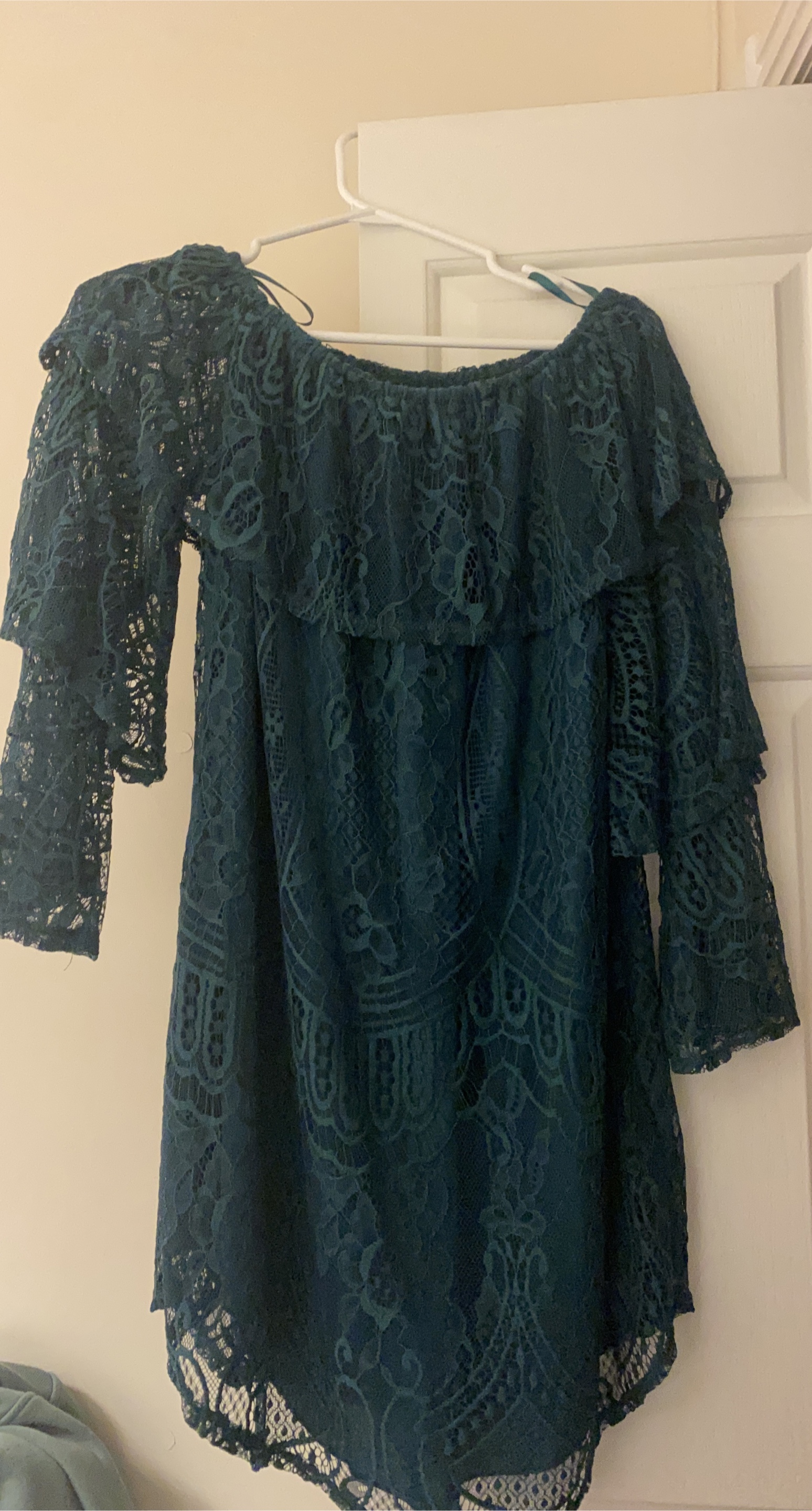Lace Off-Shoulder Dress - Green