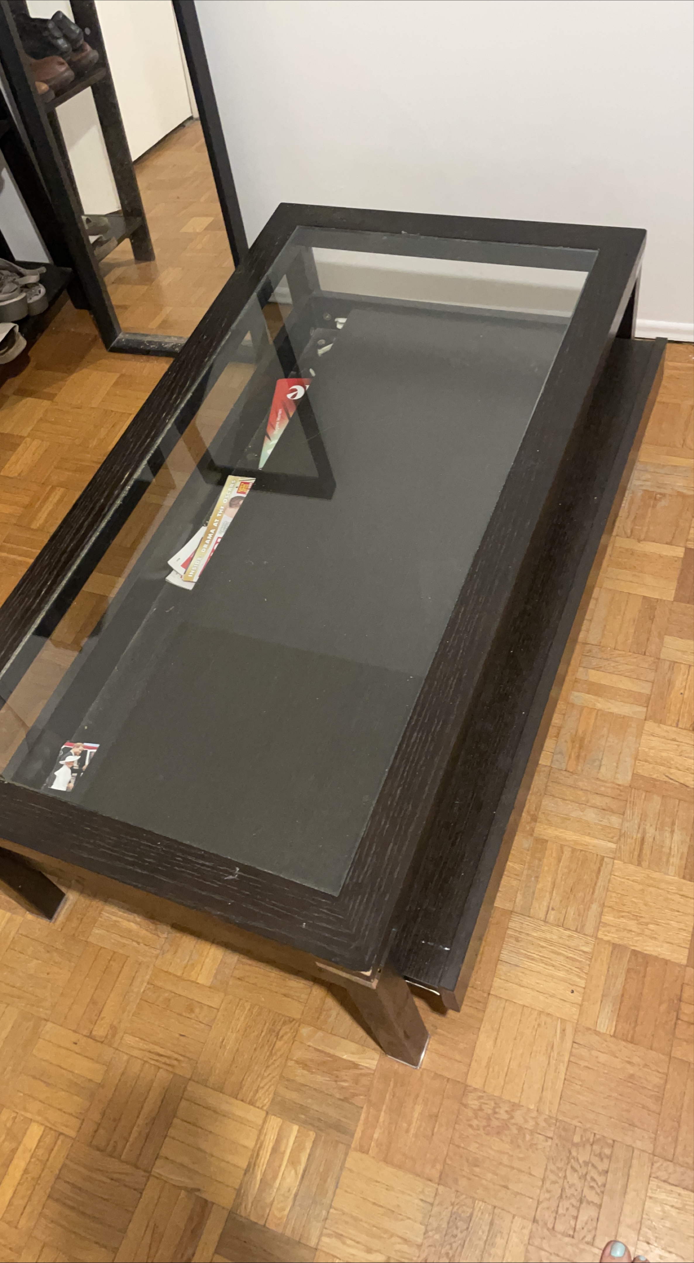 Black Coffee Table with  pull out Glass Top thumbnail
