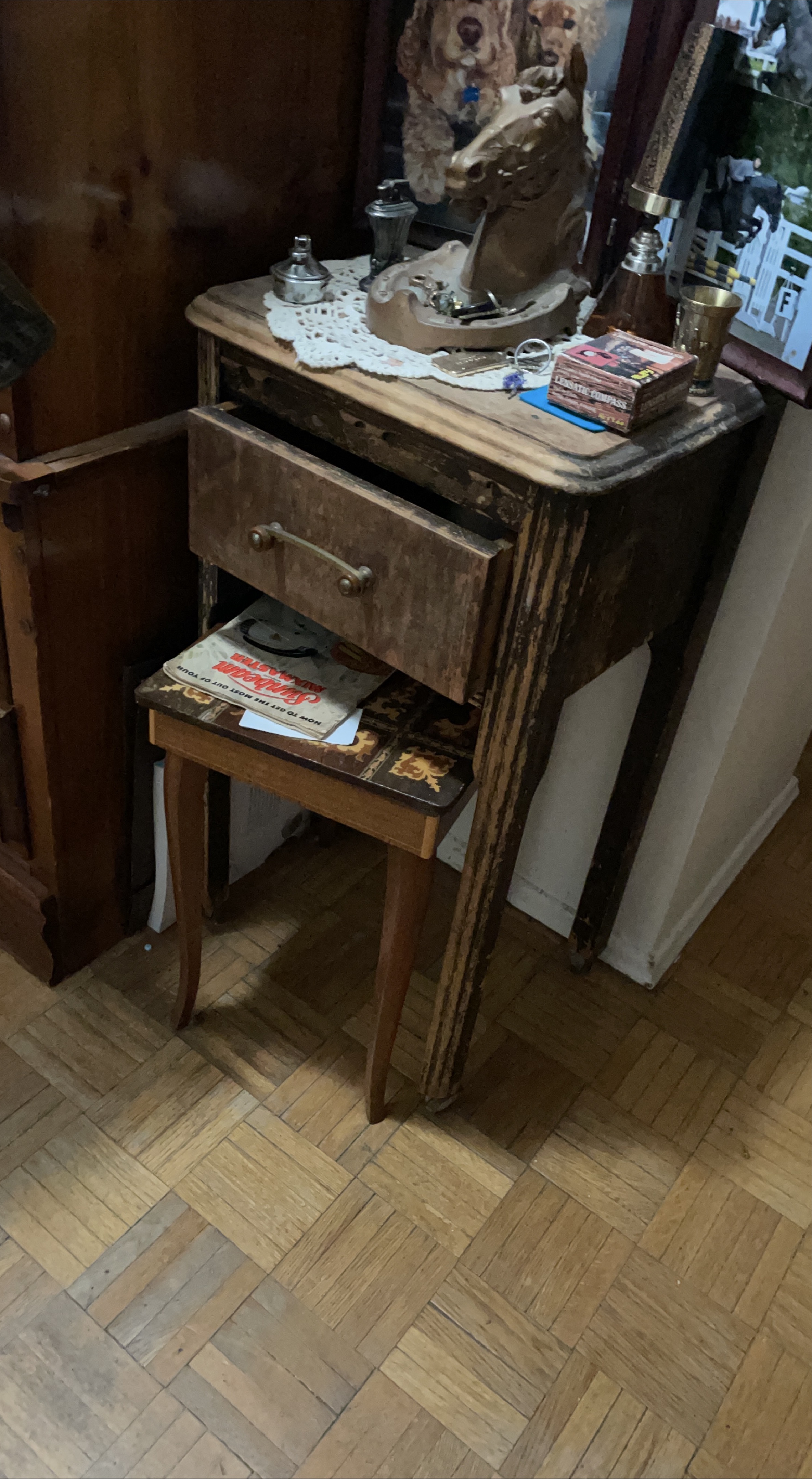 Antique Side Table with Drawer thumbnail