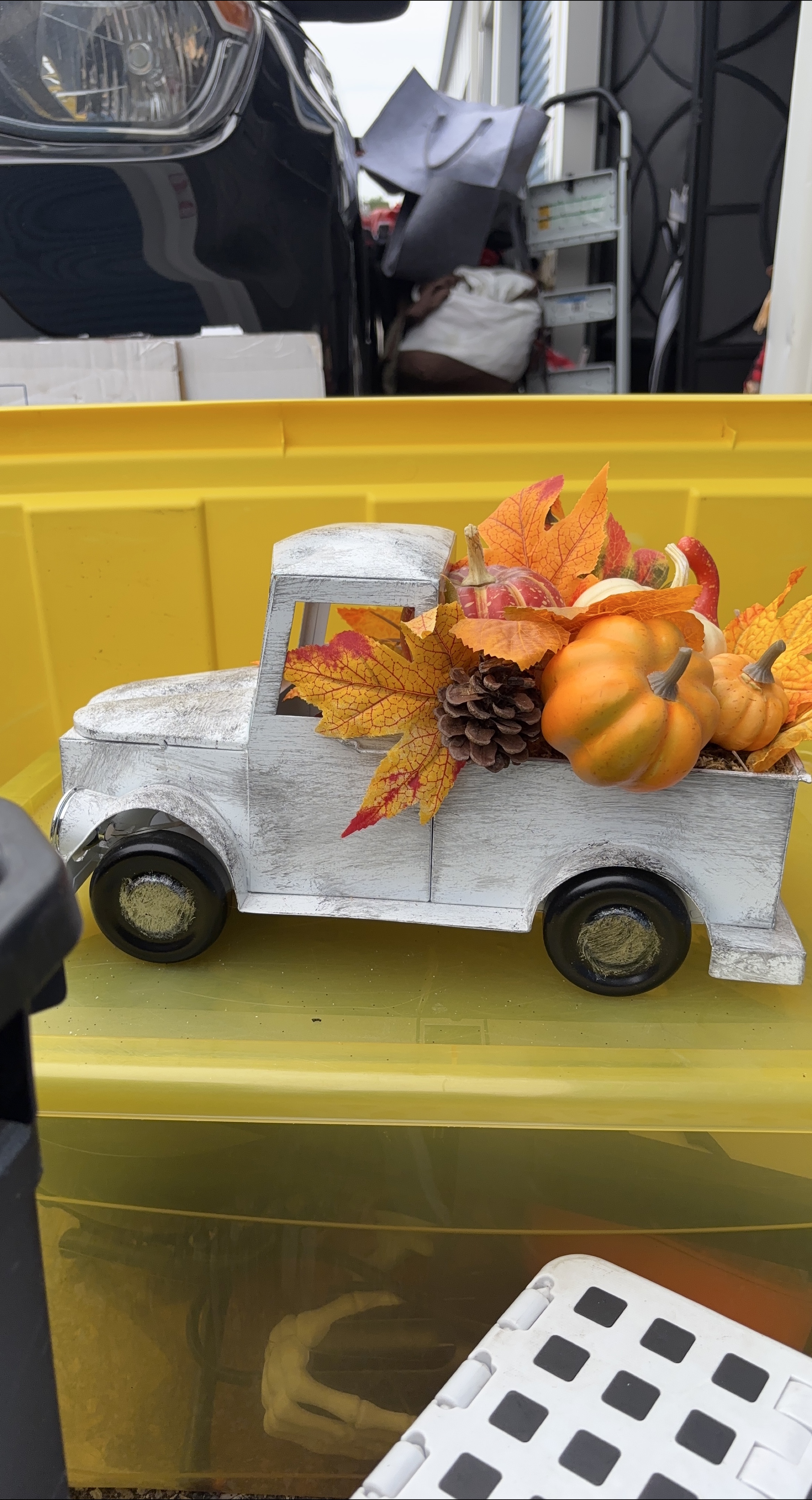 White Wooden Truck with Fall Decor thumbnail