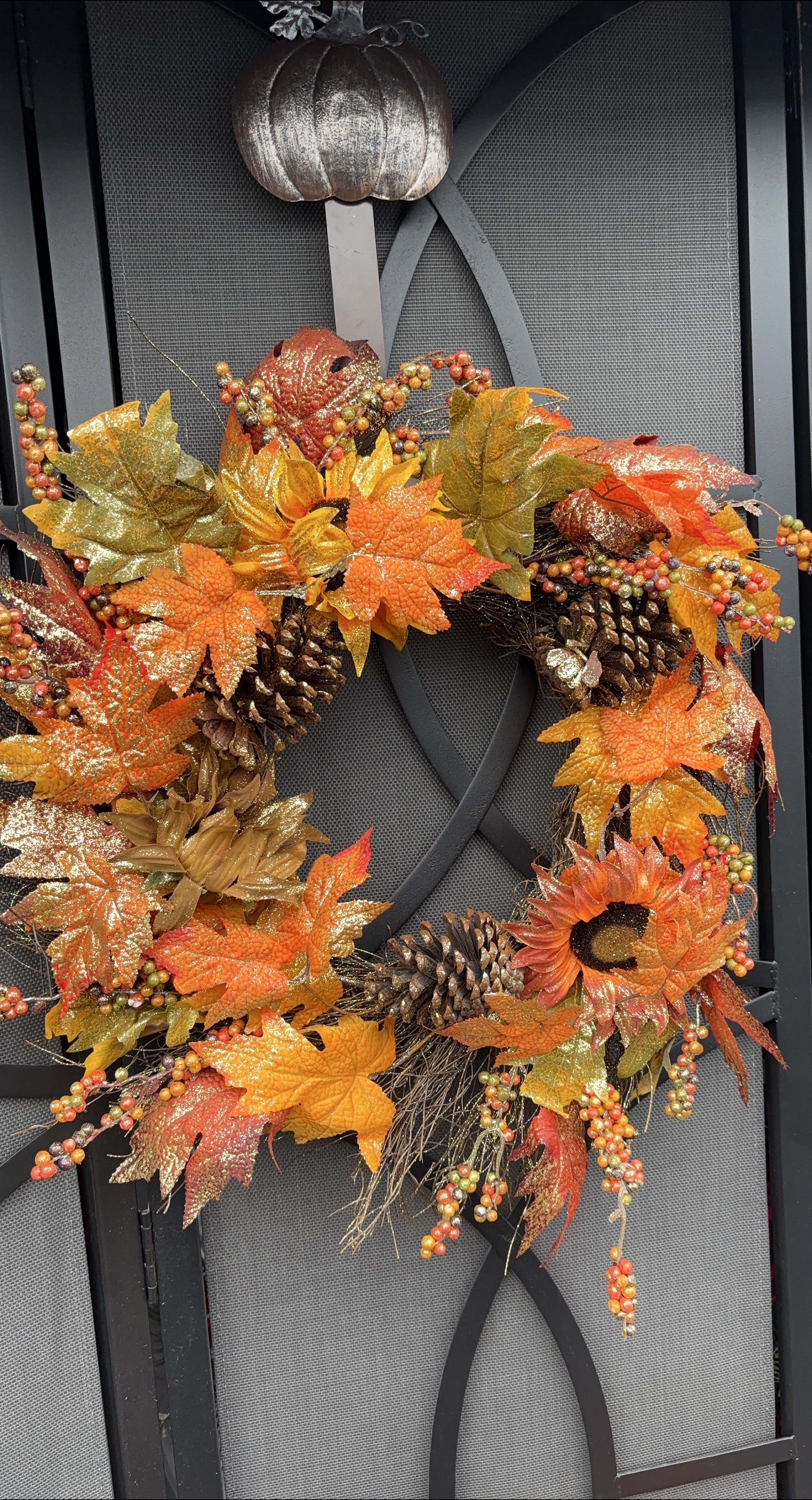Fall Wreath with Pumpkins & Pinecones thumbnail