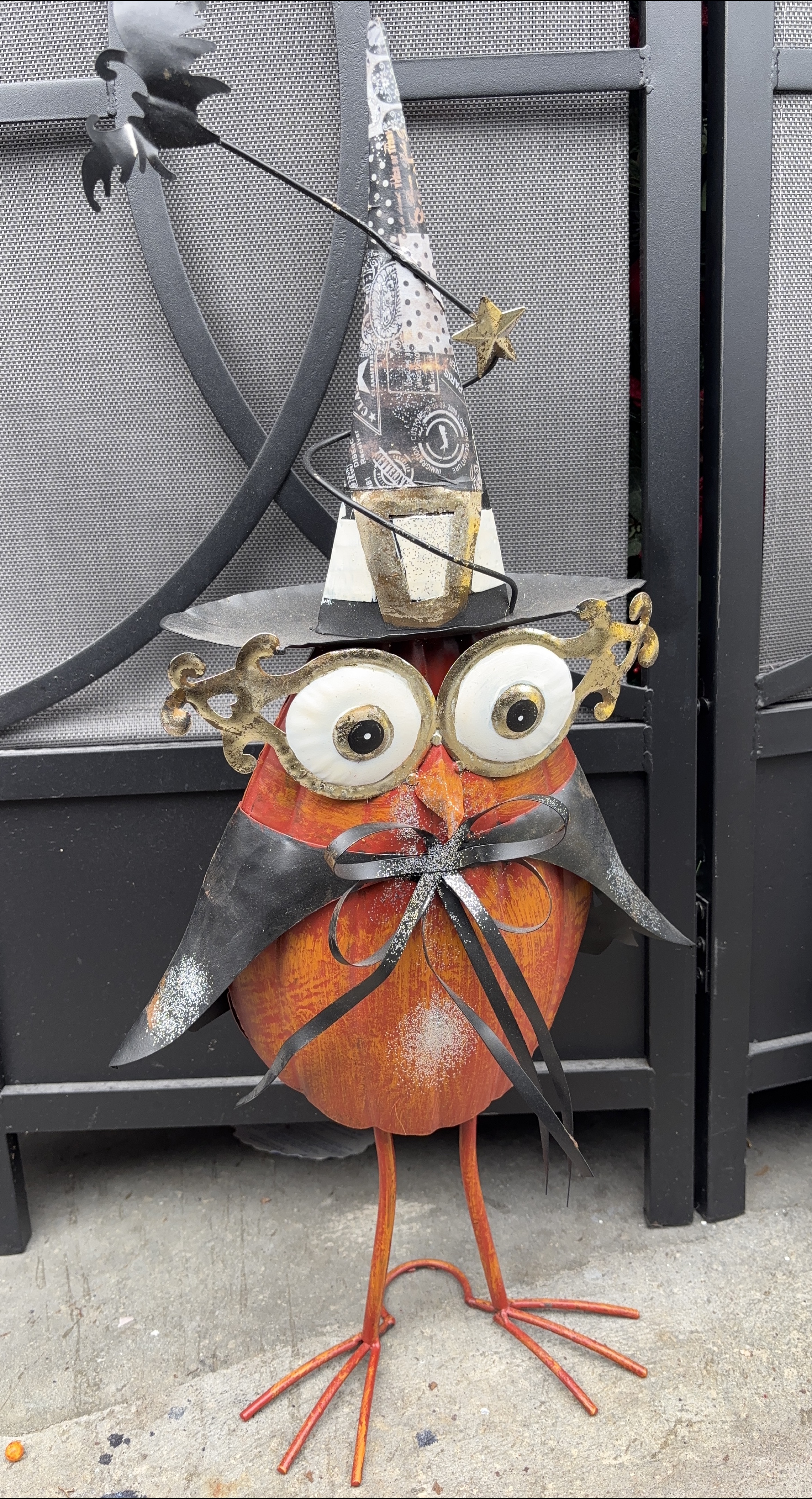 Halloween Metal Owl Witch Decoration thumbnail