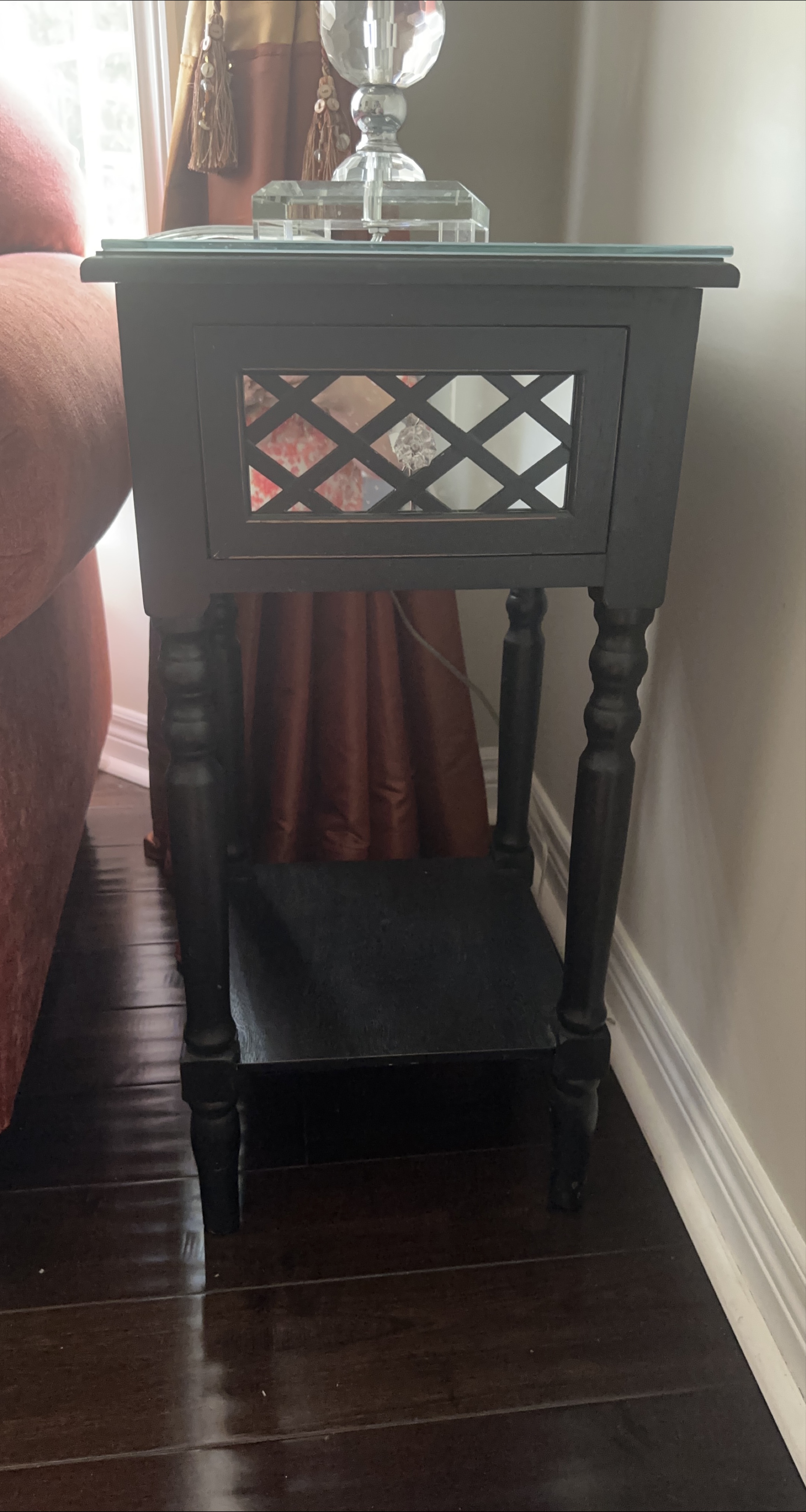 Black End Table with Glass Top thumbnail