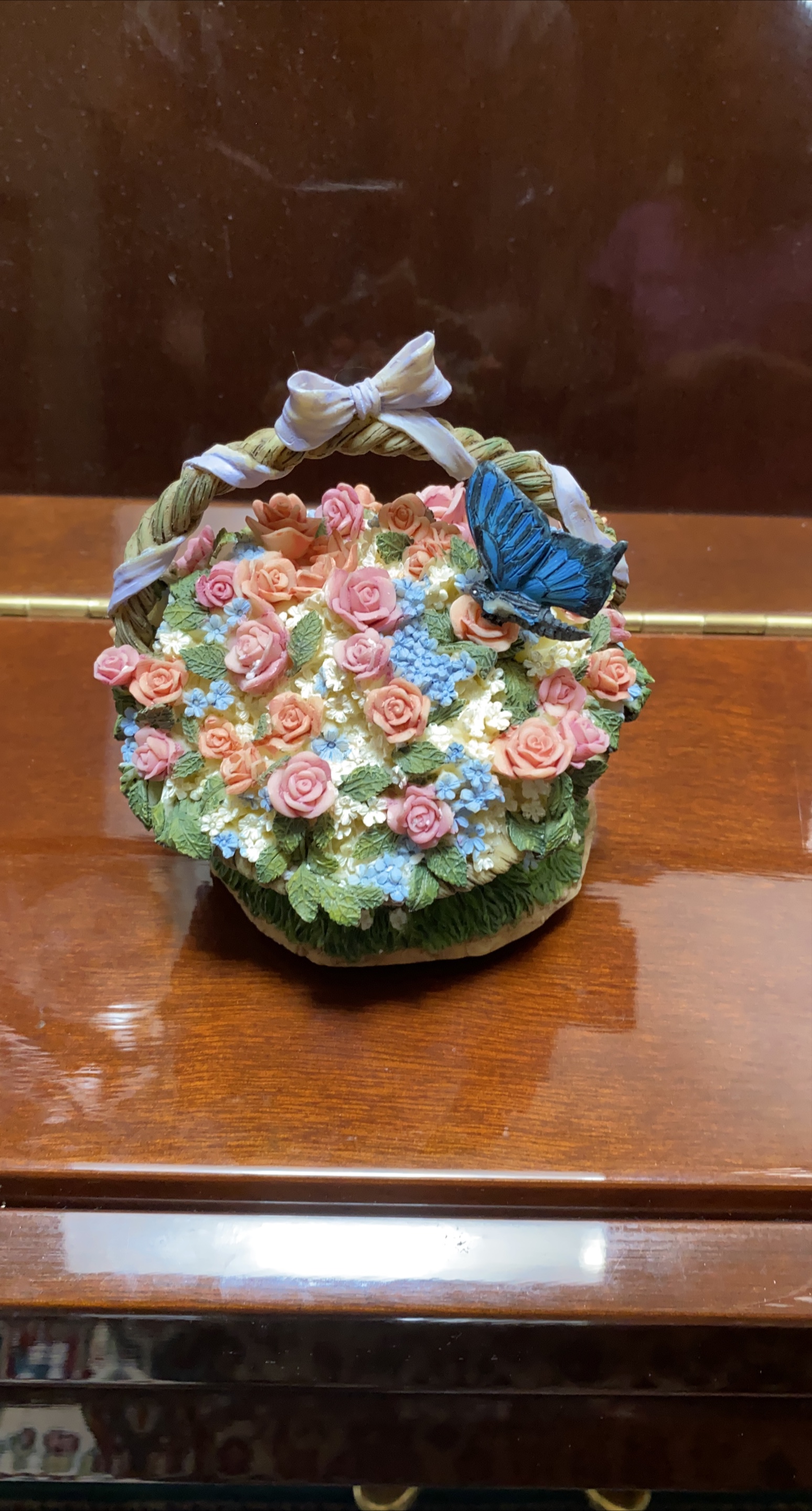 Floral Basket Figurine with Butterfly thumbnail