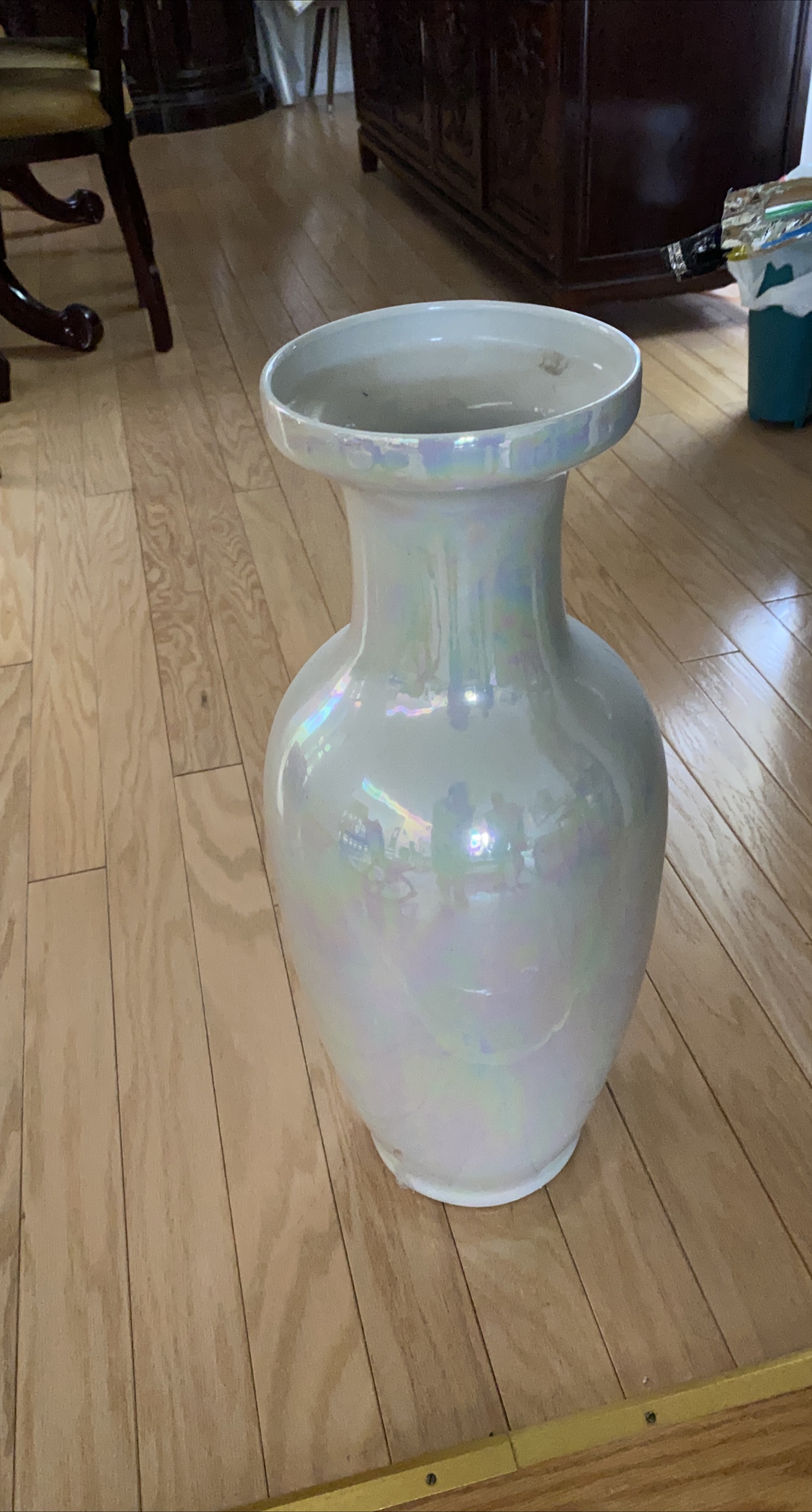 Iridescent White Ceramic Vase thumbnail