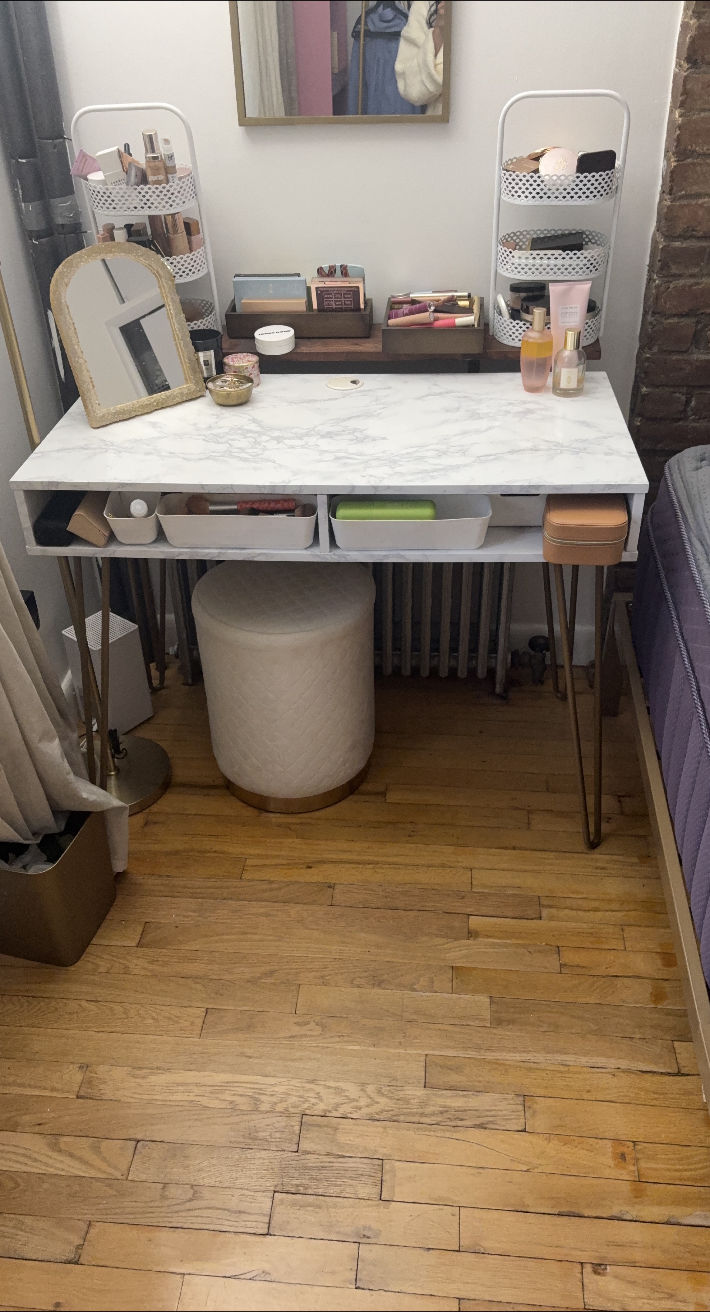 Marble Top Vanity Desk with Gold Legs - photo 2