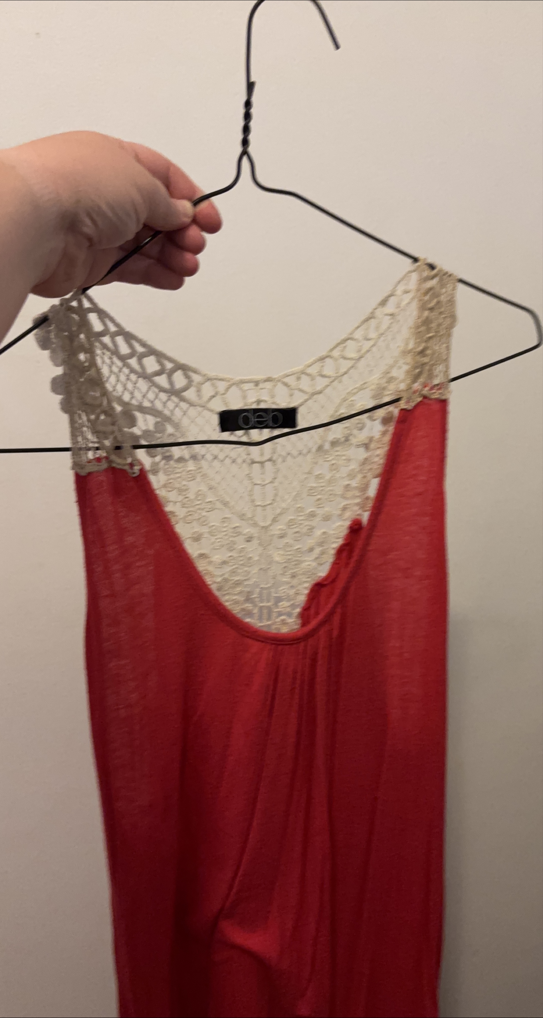 Deb Red Tank Top with Crochet Detail thumbnail