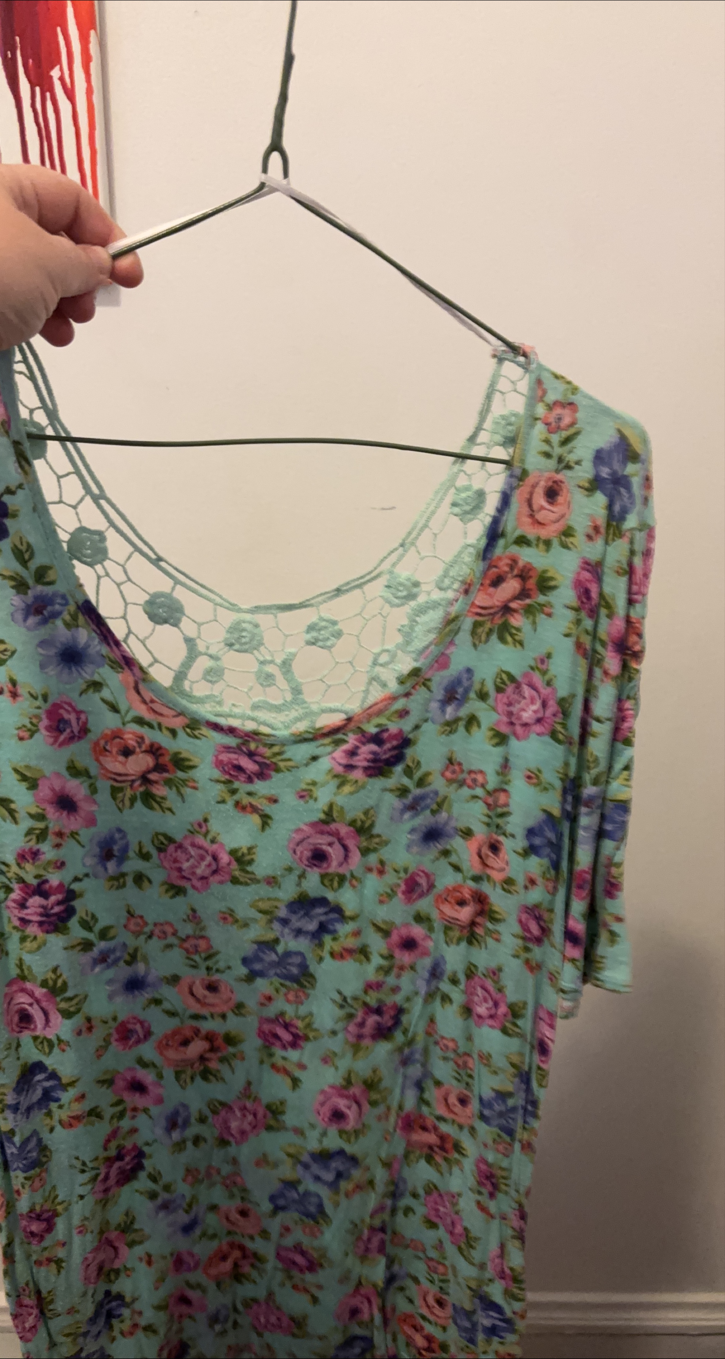 Debs Floral Print Top with Crochet Detail thumbnail