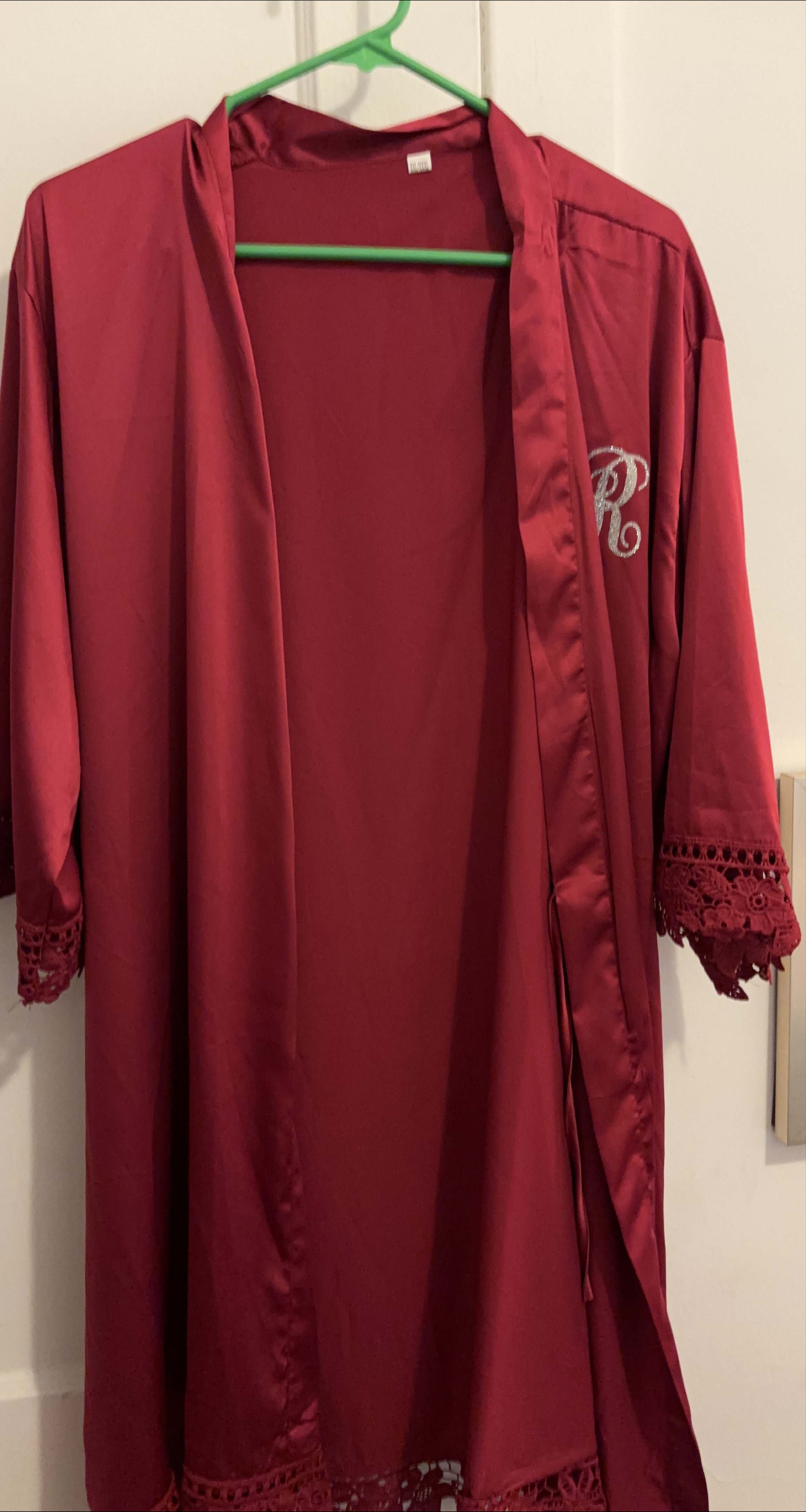 Burgundy Robe with Lace Trim thumbnail