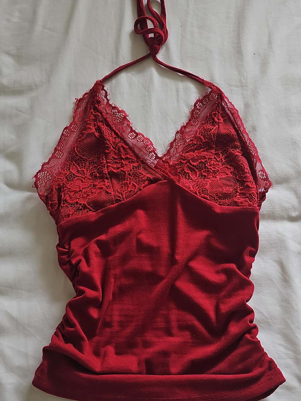 Red Lace Halter Top