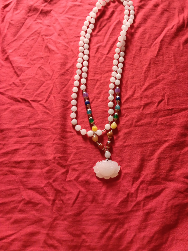White Jade Lotus Pendant Necklace thumbnail