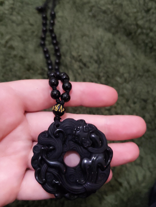 Black Obsidian Pi Xiu Pendant Necklace thumbnail