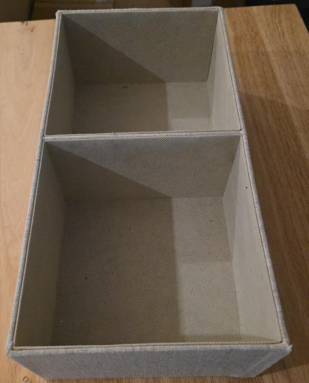 Beige Fabric Storage Box with 2 Compartments