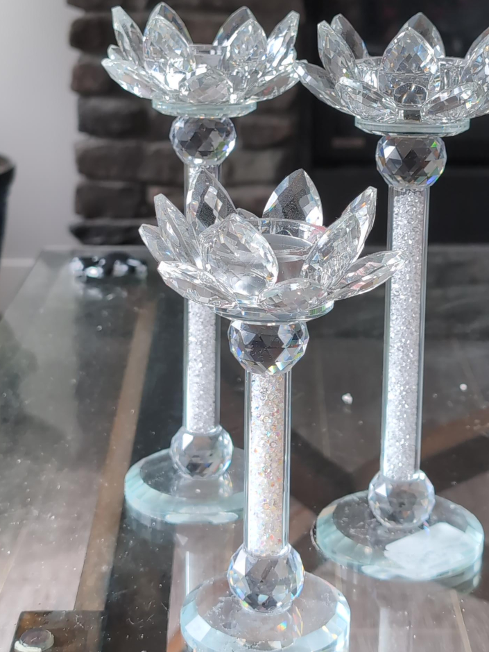 Crystal Lotus Candle Holders (Set of 3) thumbnail