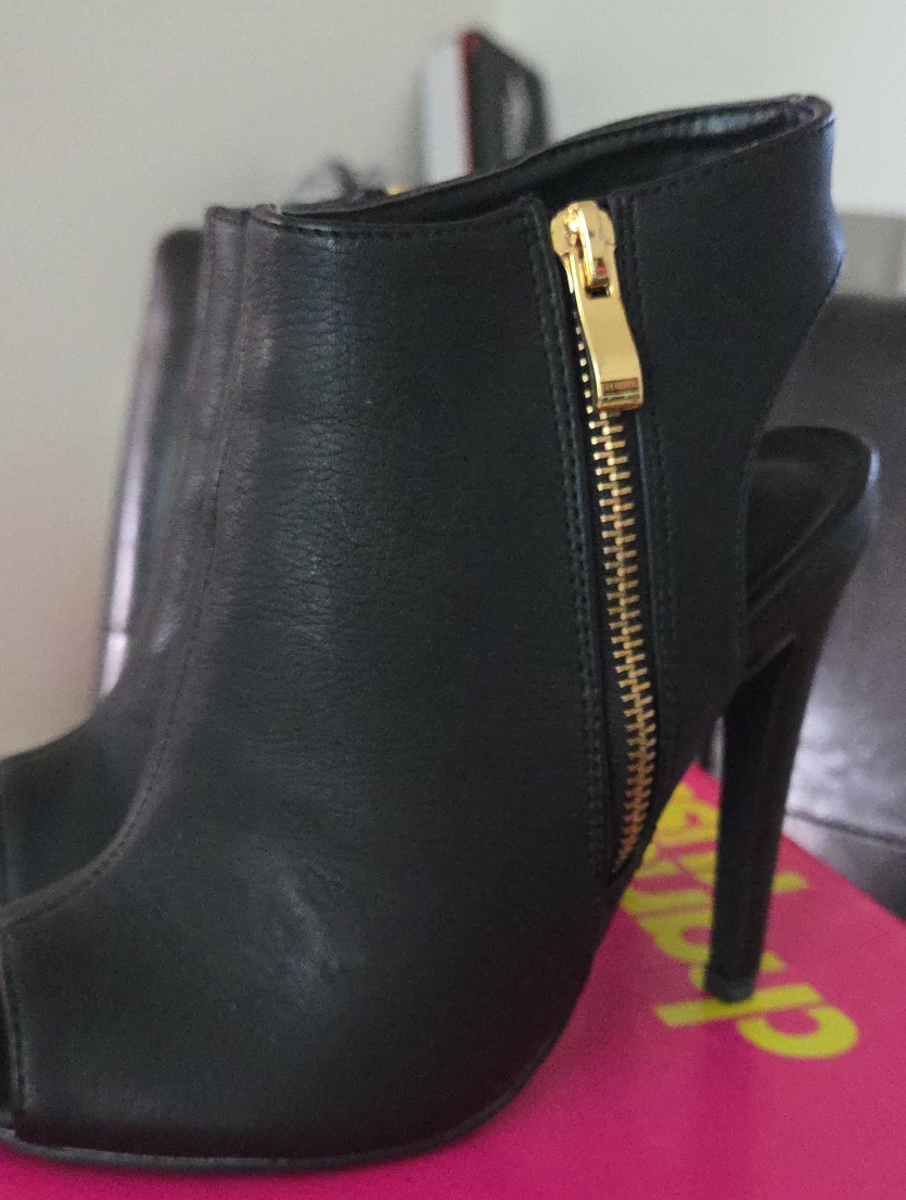Black Peep-Toe Ankle Booties thumbnail