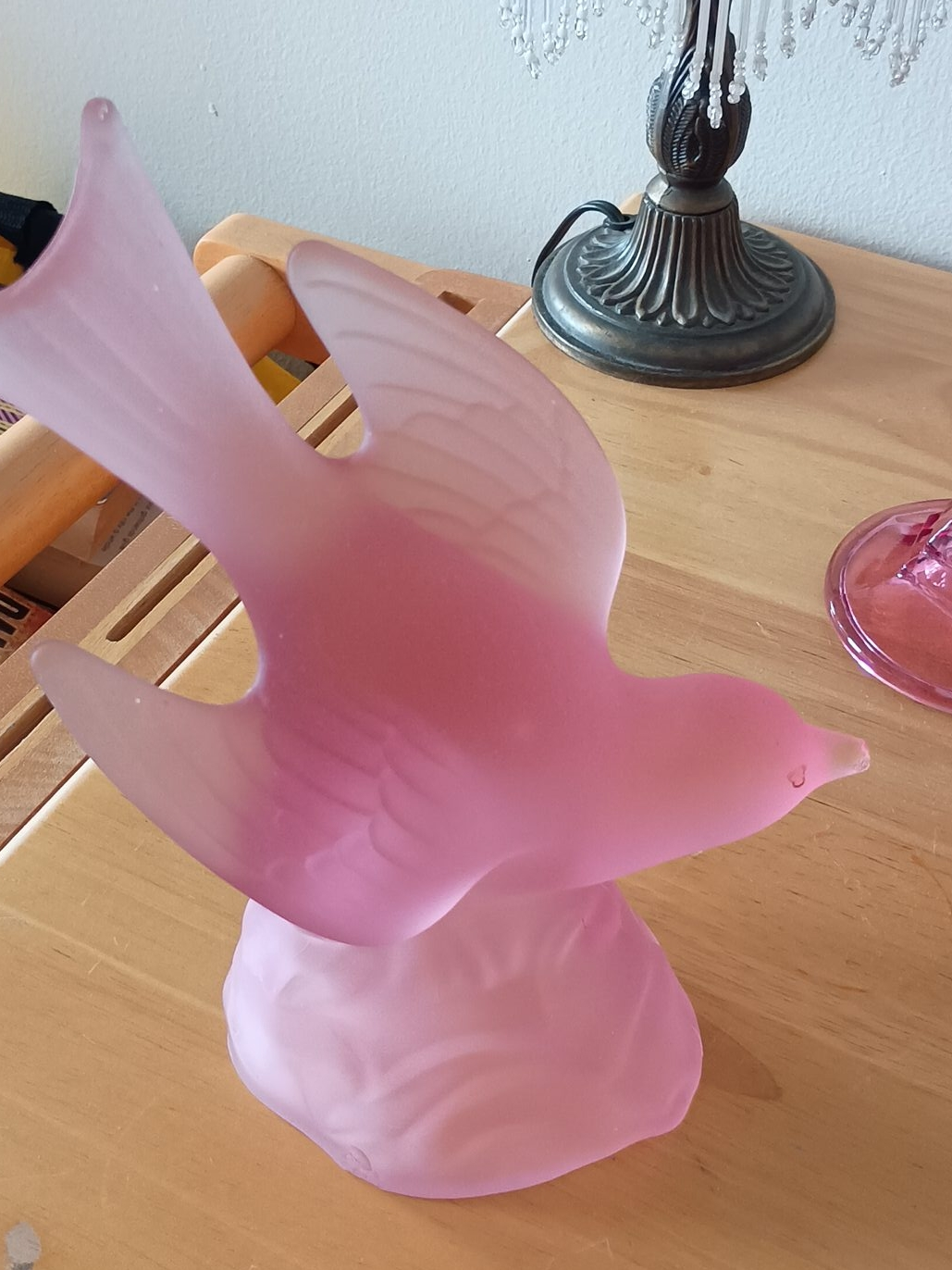 Pink Glass Bird Figurine thumbnail