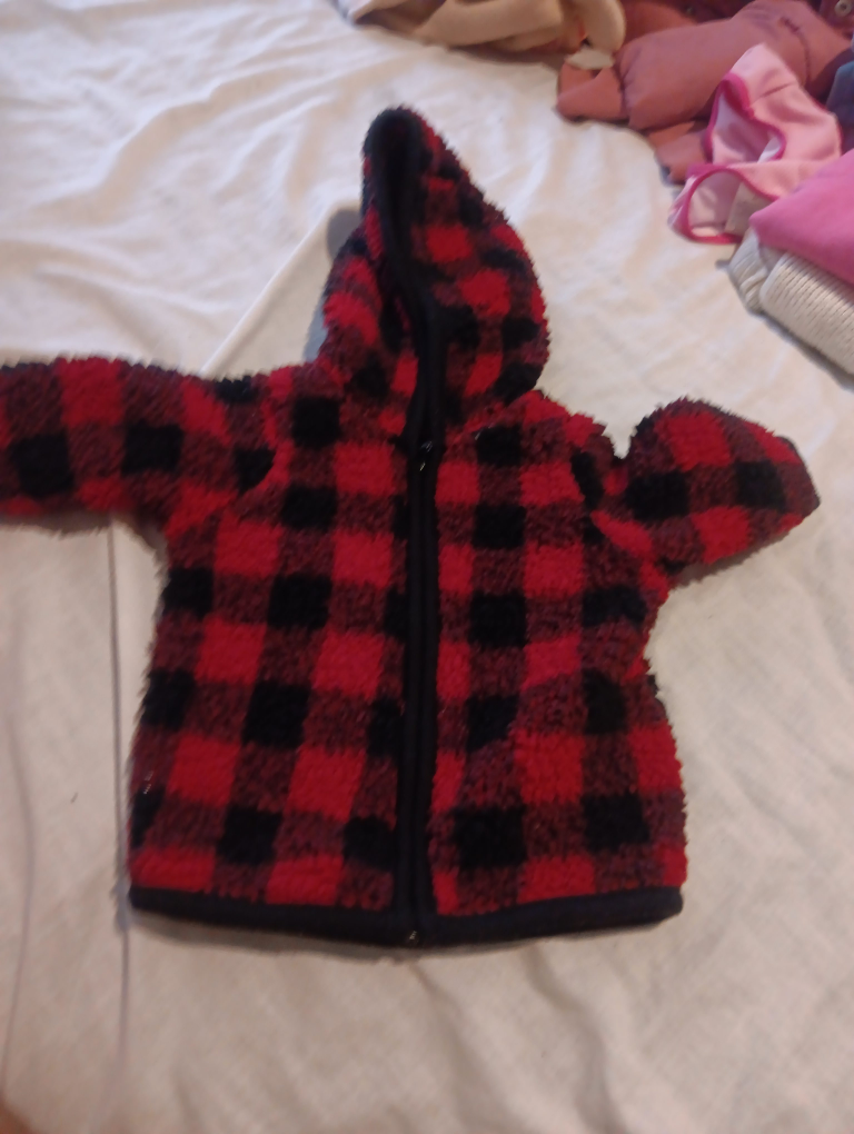 Red & Black Plaid Baby Fleece Jacket thumbnail