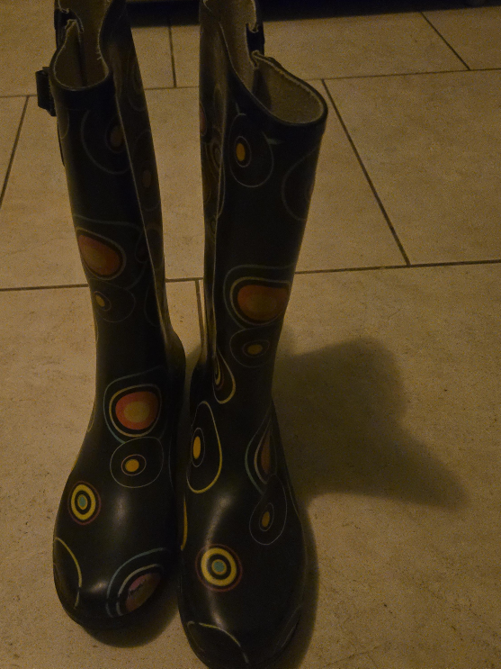 Cute Patterned Black Rain Boots thumbnail