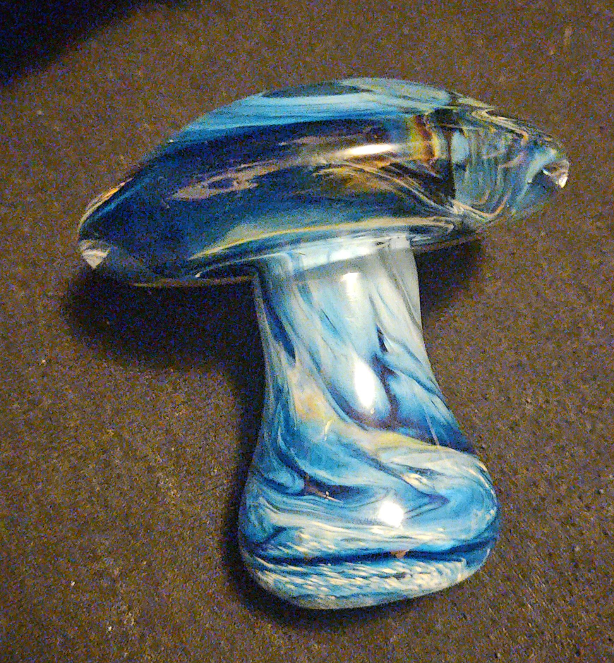 Blue Glass Mushroom Paperweight thumbnail