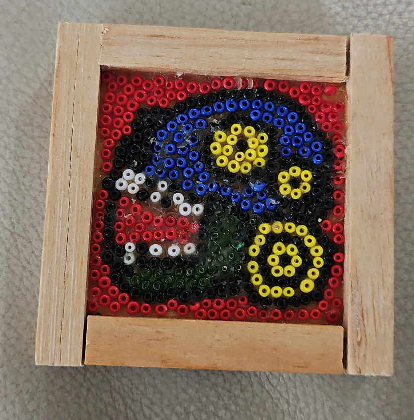 Handmade Beaded Art in Wooden Frame thumbnail