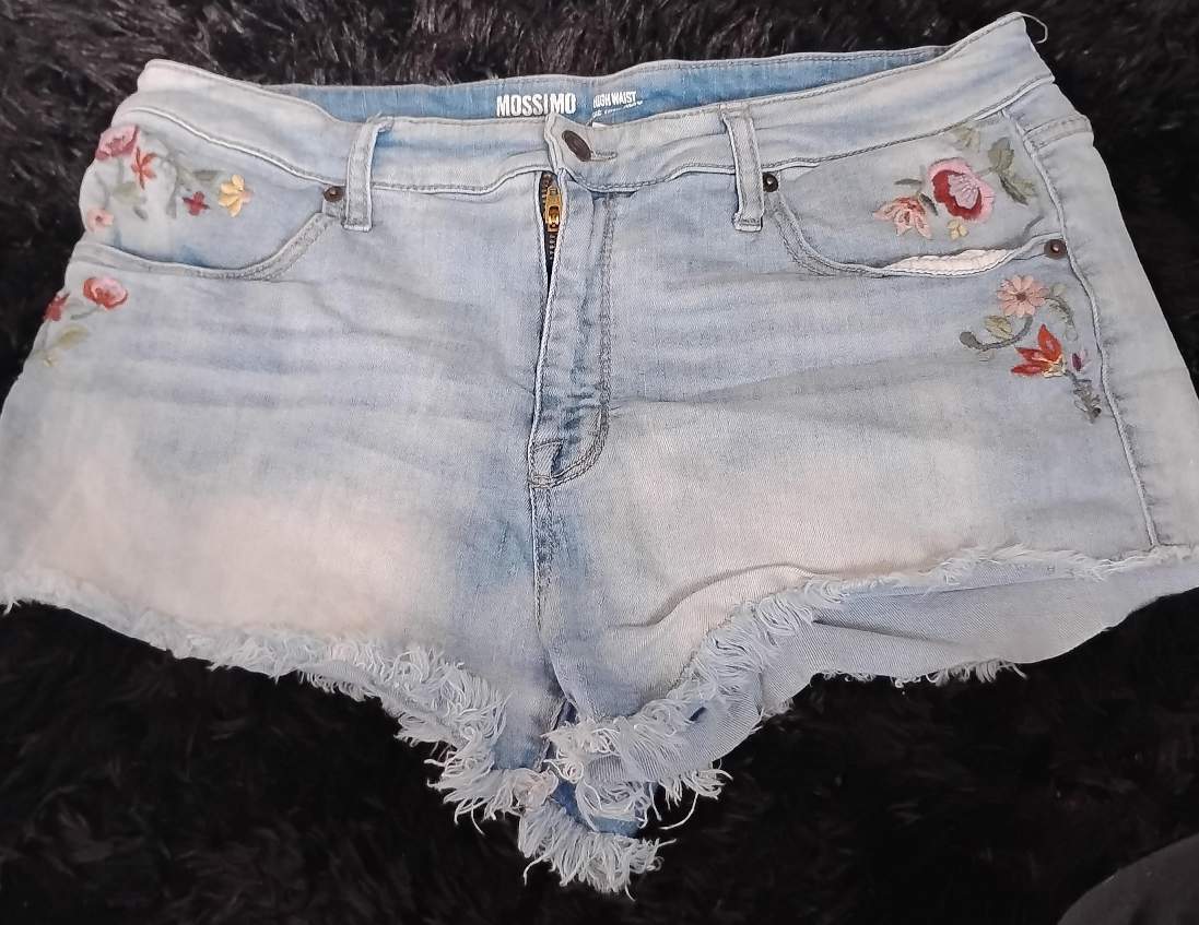 Mossimo High Waist Embroidered Denim Shorts thumbnail