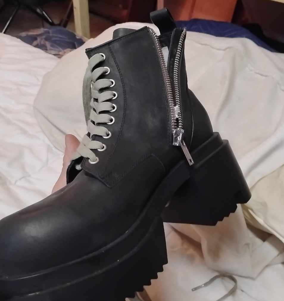 Rick Owens Black Leather Platform Boots thumbnail