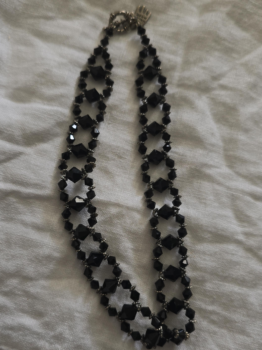 Black Beaded Choker  Necklace OOAK Handmade. thumbnail