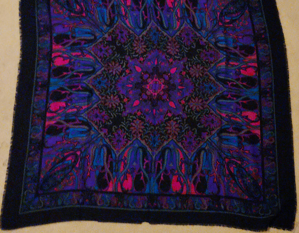 Patterned Scarf - Blue, Pink, Black thumbnail