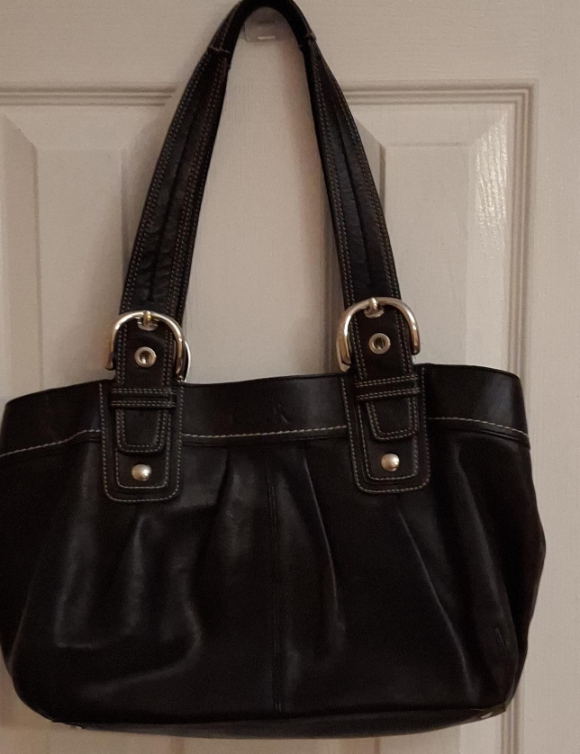 Coach Black Leather Tote Bag thumbnail