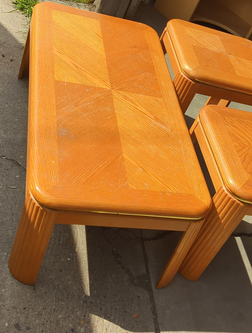 Wood Grain Coffee Table & End Tables Set thumbnail