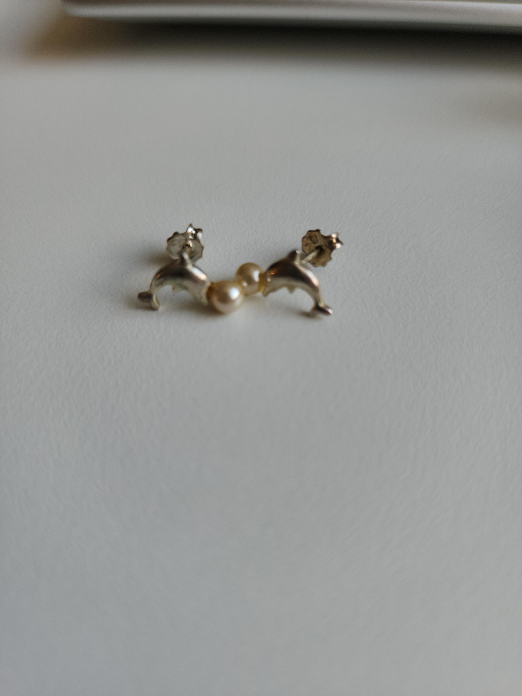 Dolphin Pearl Stud Earrings thumbnail
