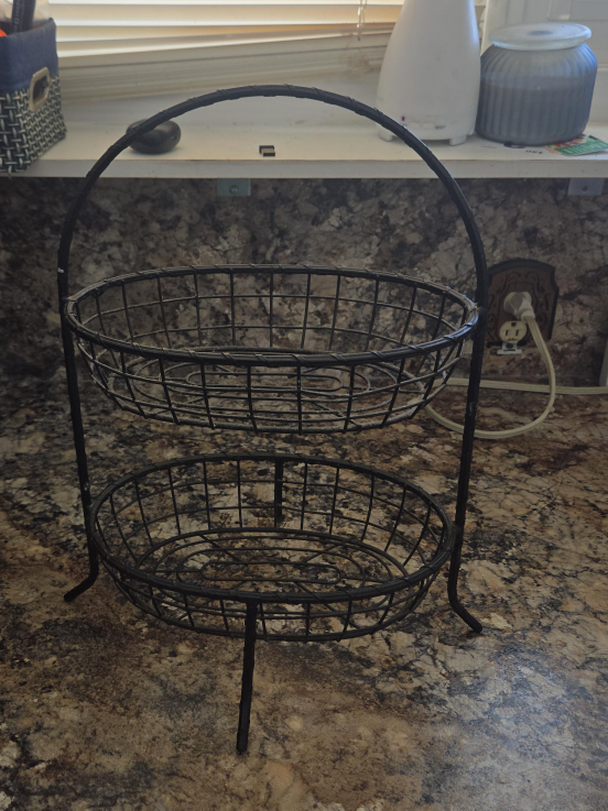 Two-Tier Wire Basket Stand