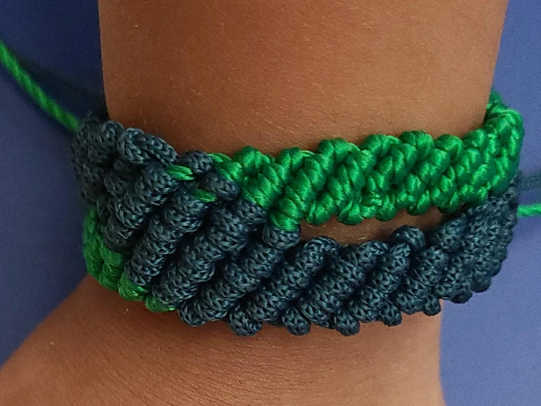 Personalized Handmade Braided Bracelet - Green & Blue thumbnail