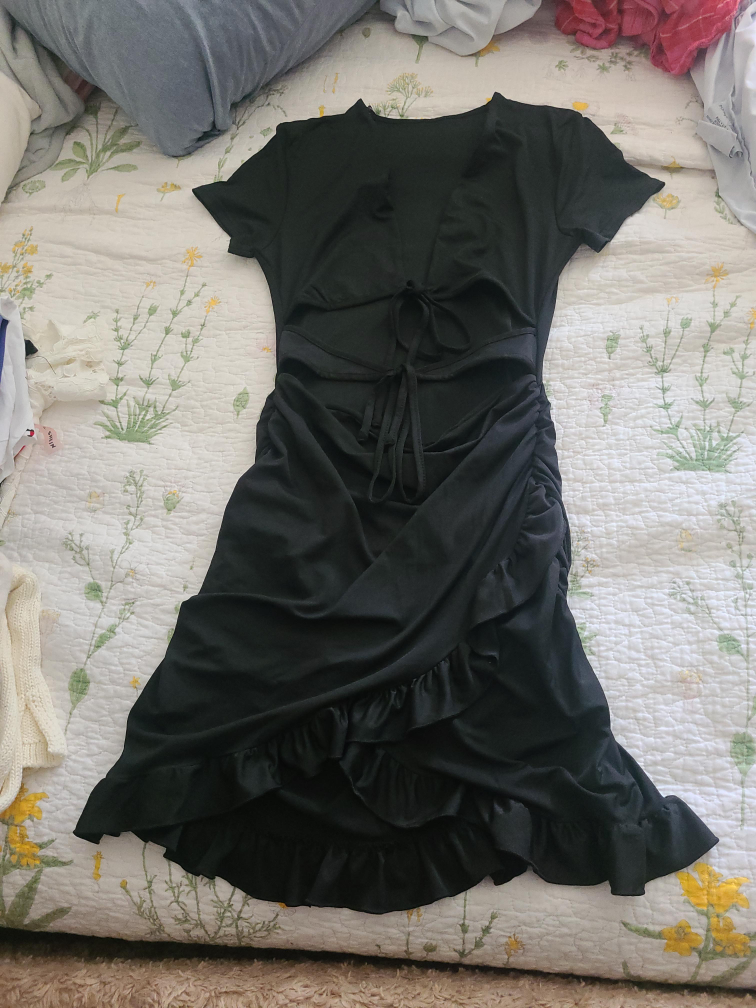 Black Ruffle Mini Dress thumbnail