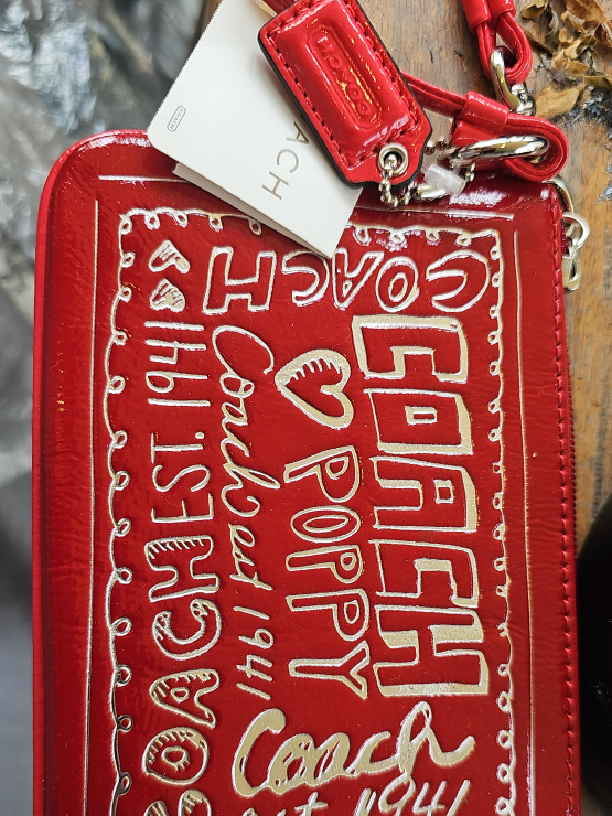 Coach Poppy Red Wristlet
