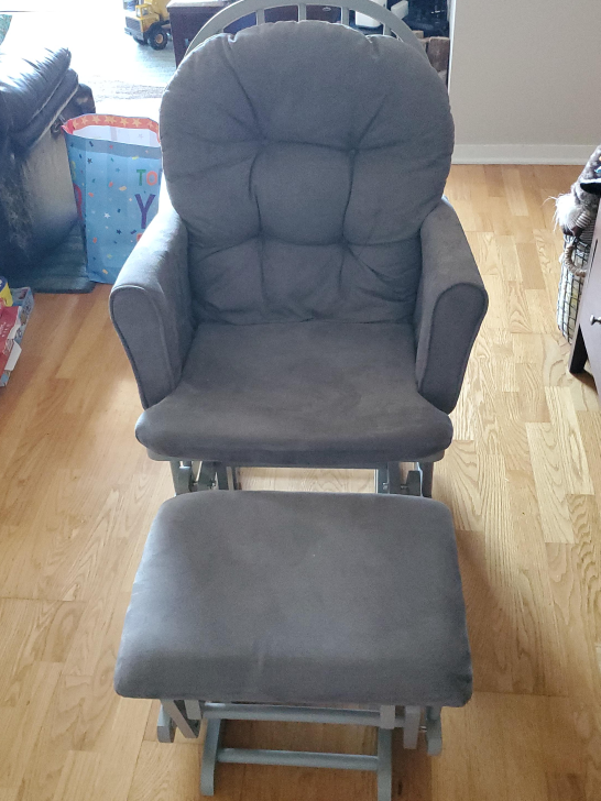 Gliding Rocking Chair with Ottoman - Gray thumbnail