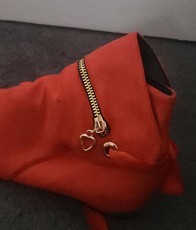Red-orange Ankle Boots with Zipper Detail thumbnail