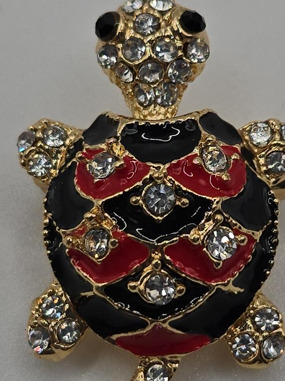 Turtle Brooch - Red, Black & Gold thumbnail