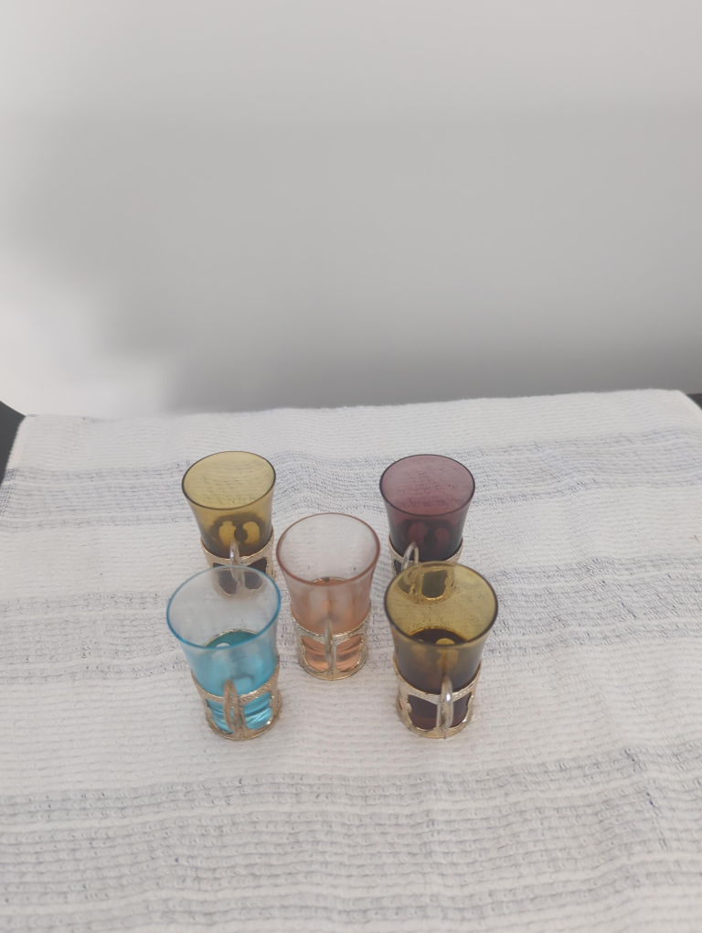 Set of 5 Vintage Coloured Shot Glasses thumbnail
