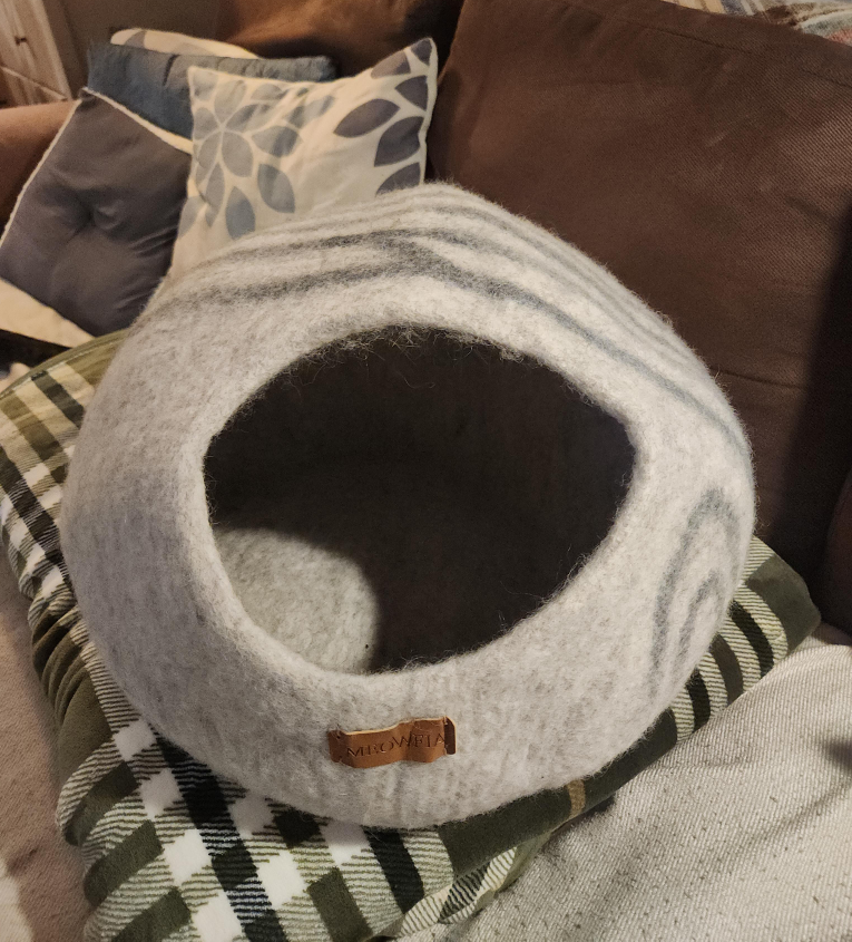 Meowfia Cat Cave Bed - Grey thumbnail