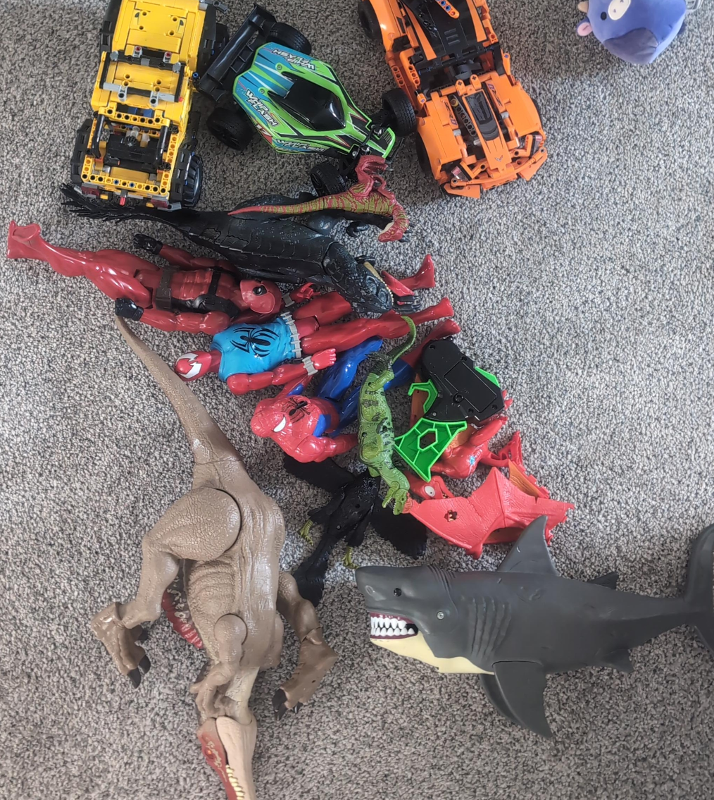 Mixed Toy Lot - Spiderman, Dinosaur, Lego thumbnail