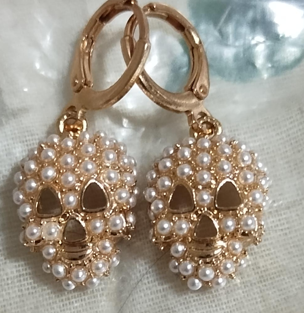 Skull Earrings - Gold Tone thumbnail