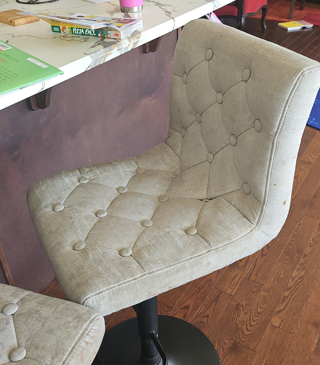 Tufted Upholstered Swivel Bar Stool x2