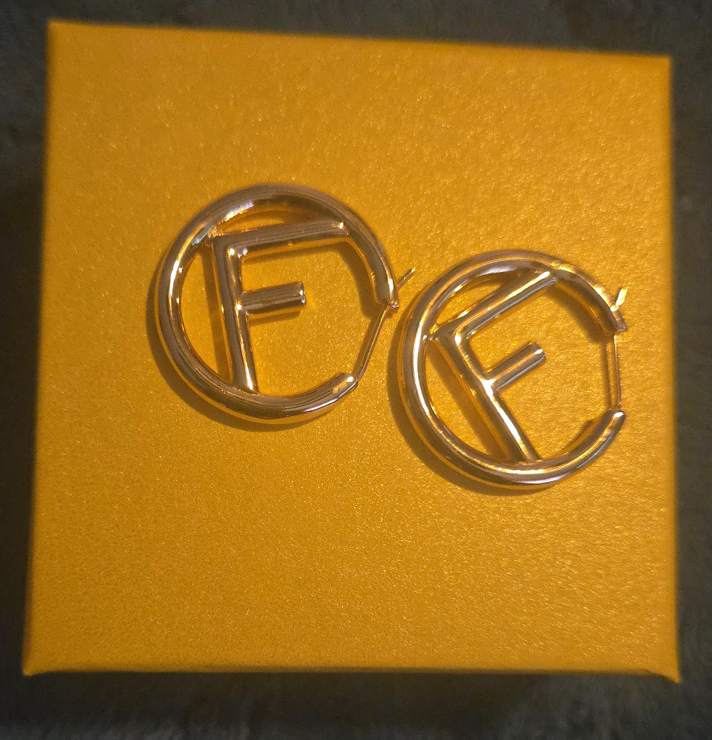Fendi O'Lock Hoop Earrings Gold thumbnail