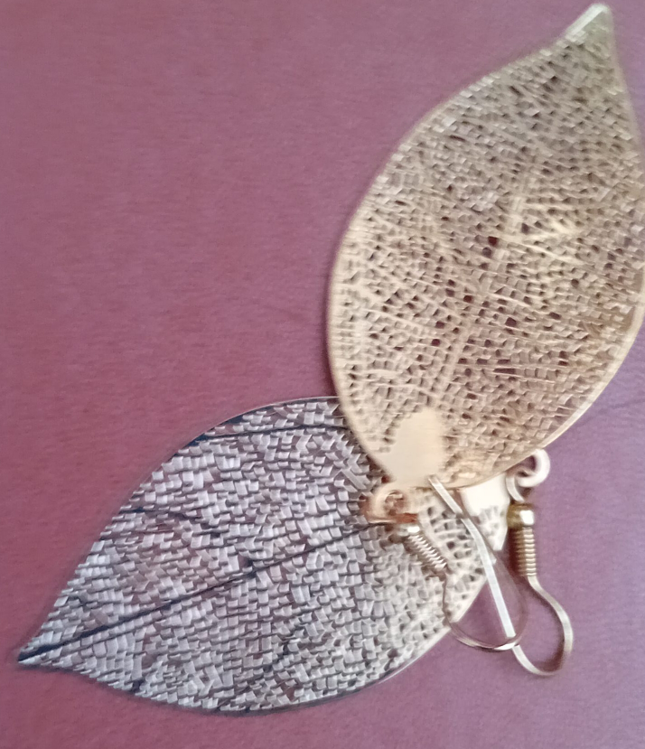 Leaf Design Earrings - Gold & Silver Tone thumbnail